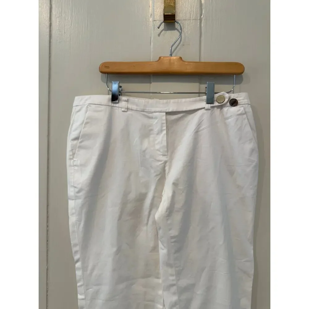 Tory Burch Tailored Cropped Cotton Pants Crisp White 8